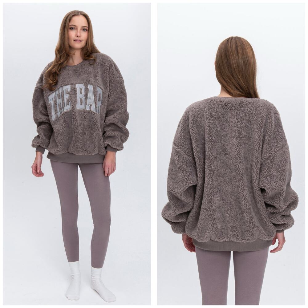 The Bar Gigi Sweatshirt Cinder/Grey Size XL Sherpa Teddy Loungewear Oversized
